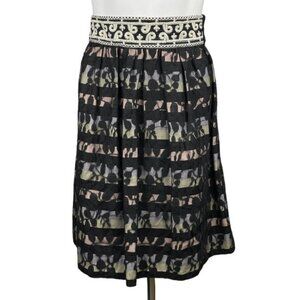 FLOREAT Anthropologie Charente Black Lace Overlay Skirt Sz 4